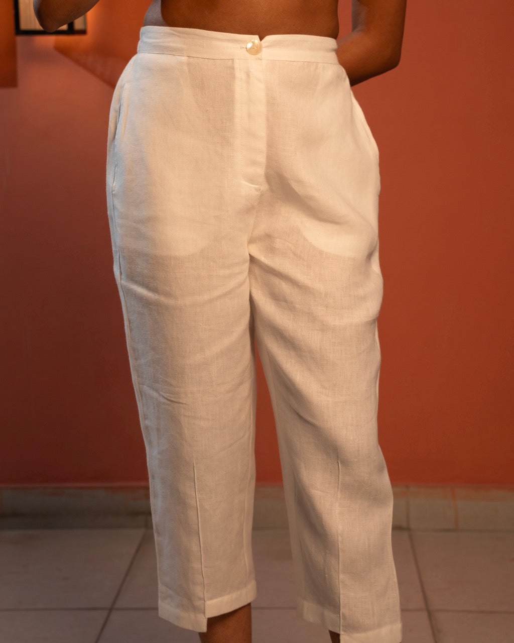 Cross Pants - Pearl White