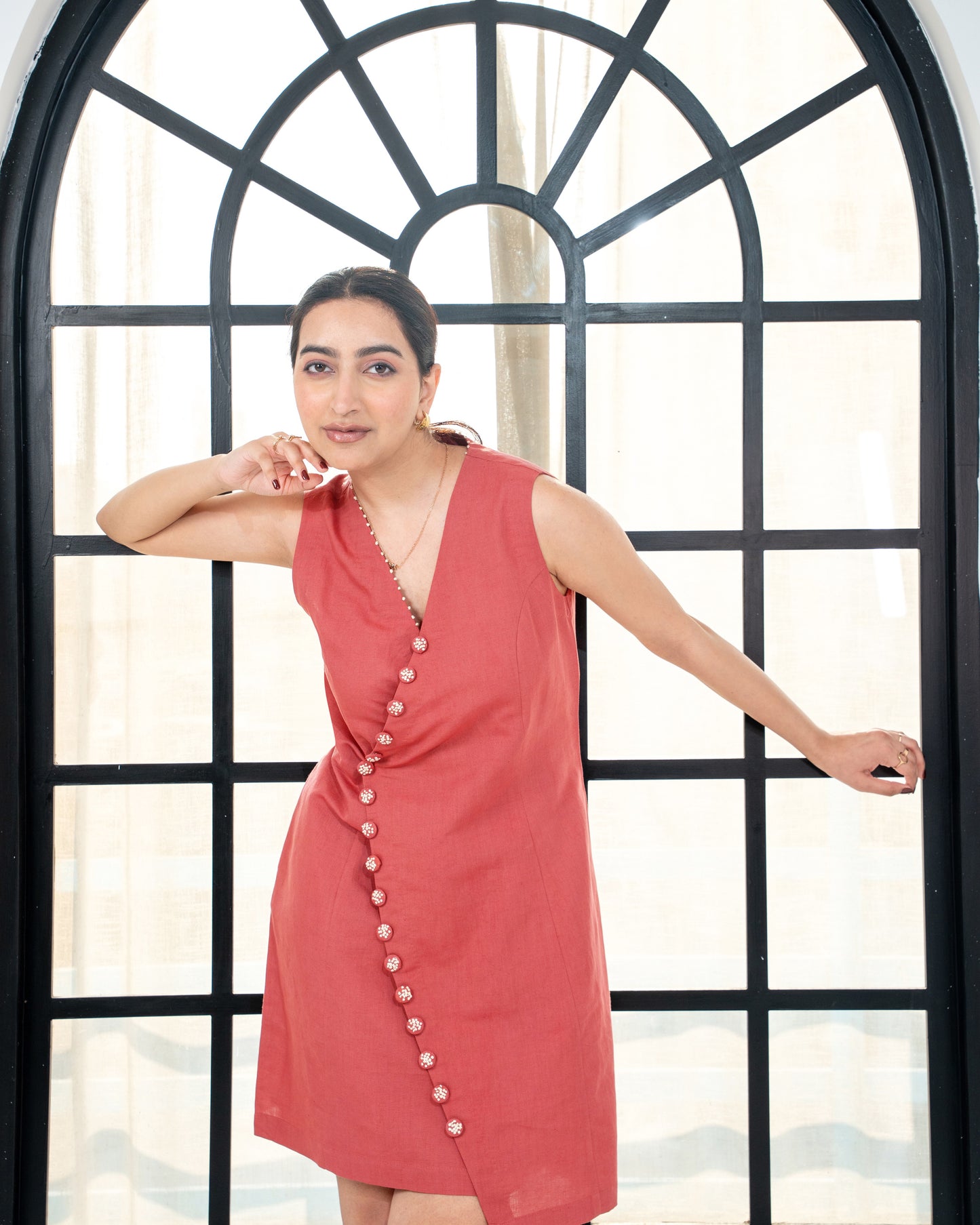Rosette Dress - Rust Bloom