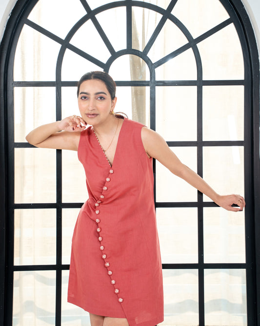 Rosette Dress - Rust Bloom