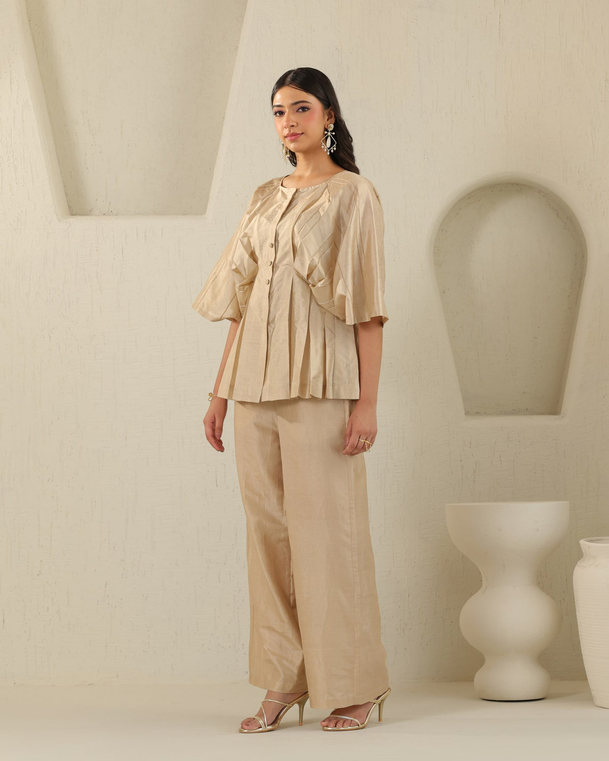 All Pleats Silk Set - Honey Milk