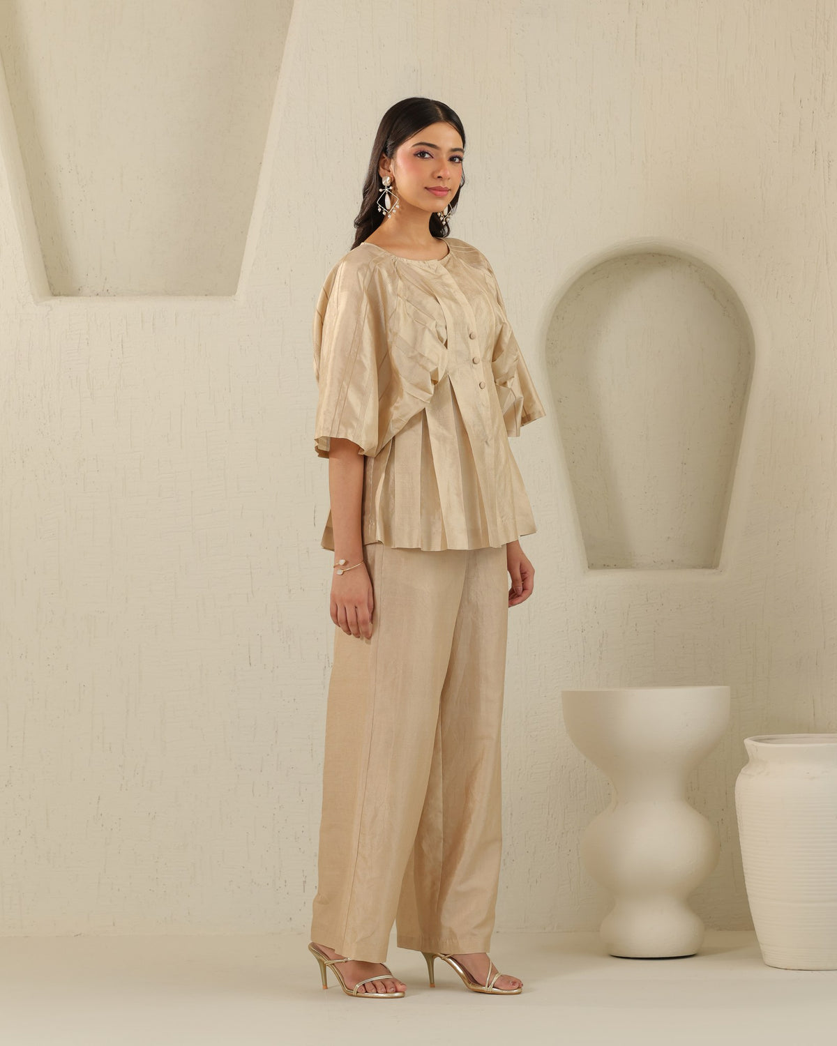 All Pleats Silk Set - Honey Milk