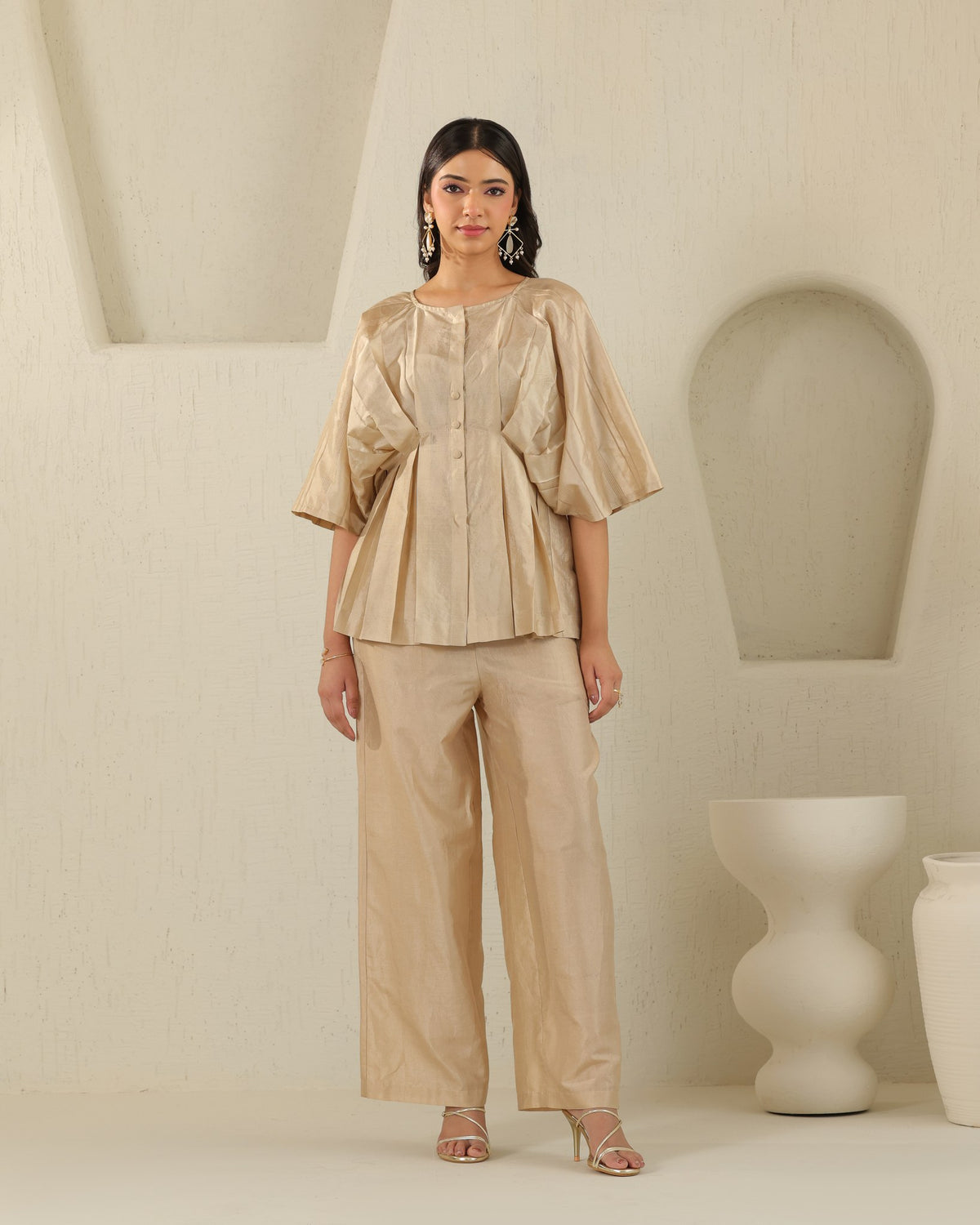 All Pleats Silk Set - Honey Milk