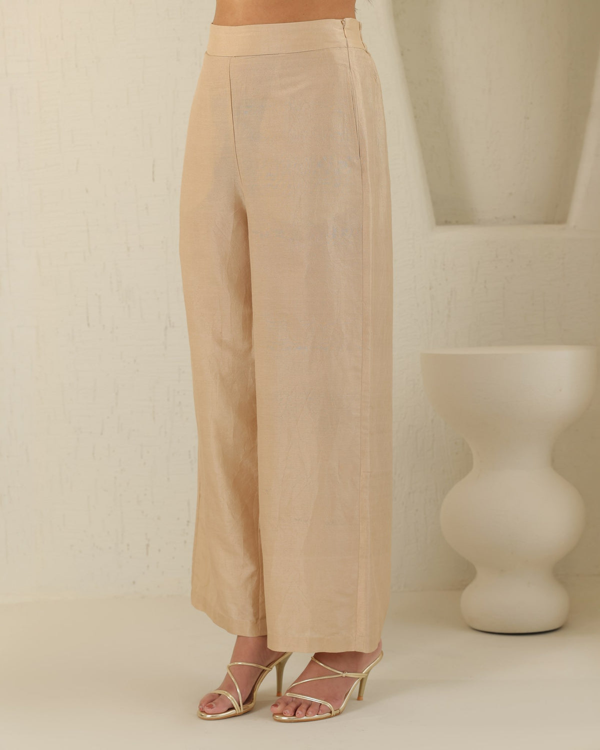 Long Lapel Silk Set - Honey Milk