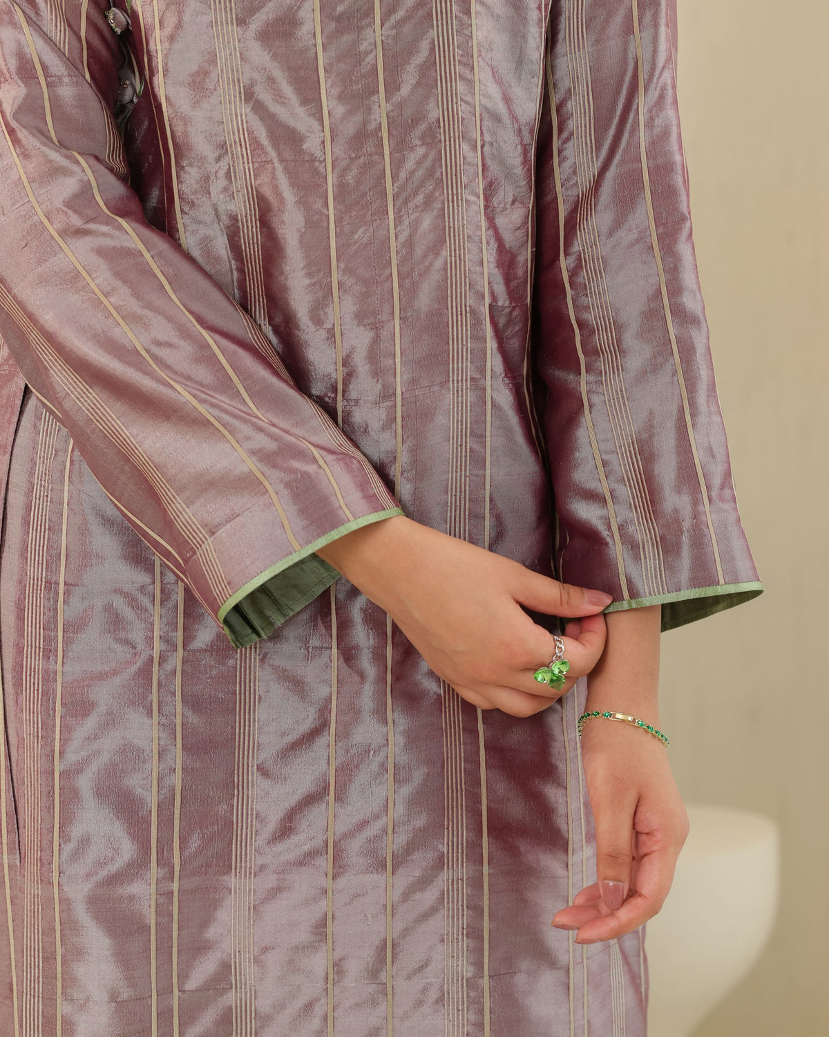 Angrakha Silk Set - Plum Ash
