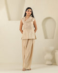 Cross Lapel Silk Set - Honey Milk