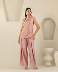 Cross Lapel Silk Set - Tea Rose