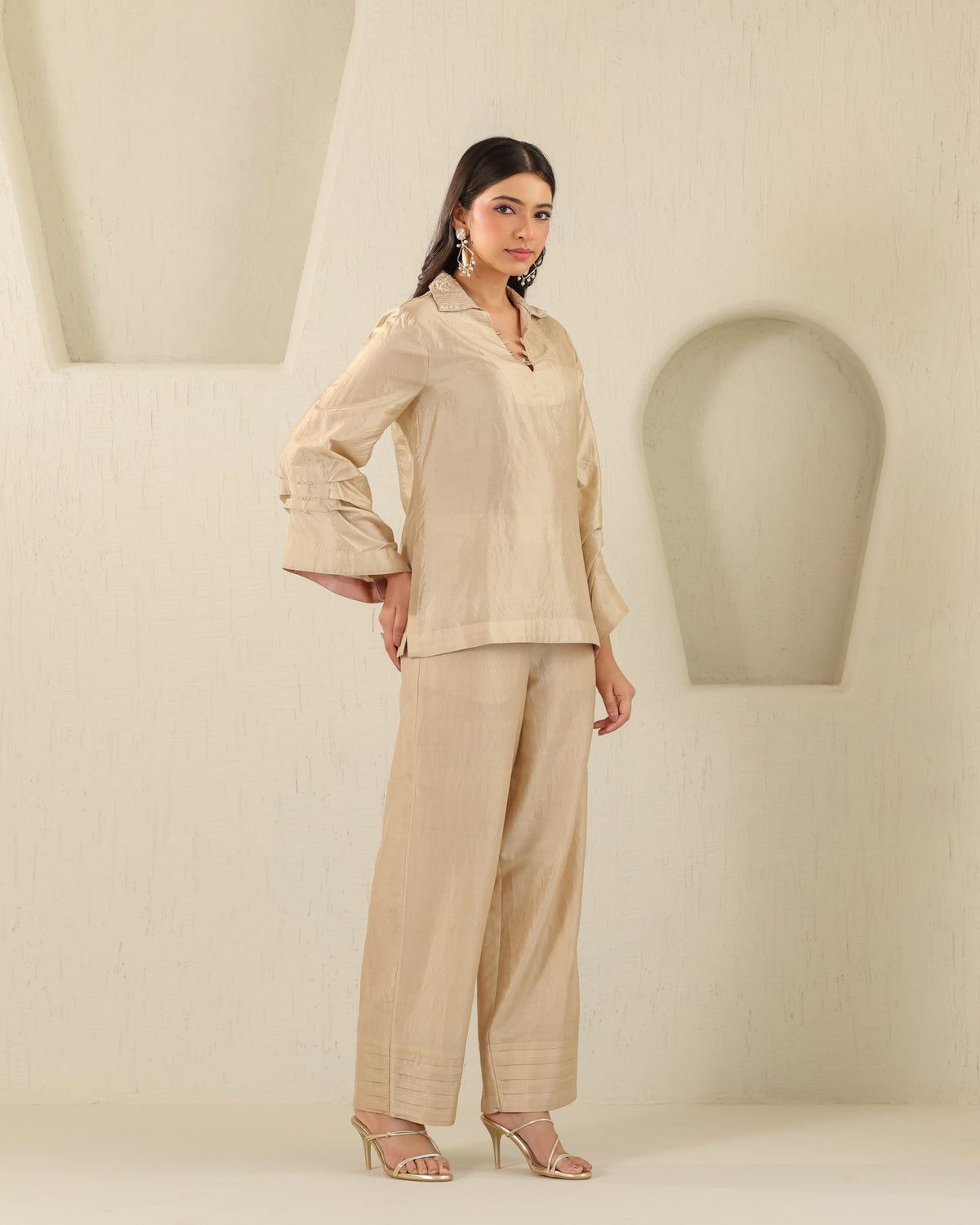 Crystal Pleat Silk Set - Honey Milk