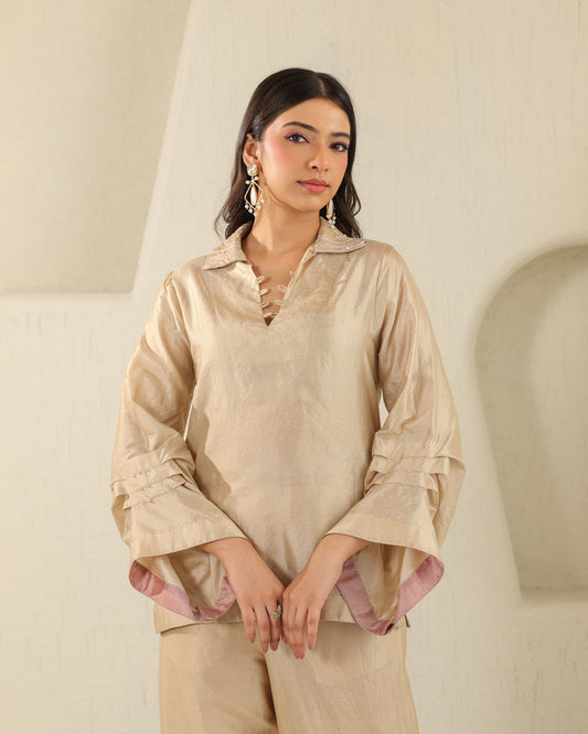 Crystal Pleat Silk Set - Honey Milk