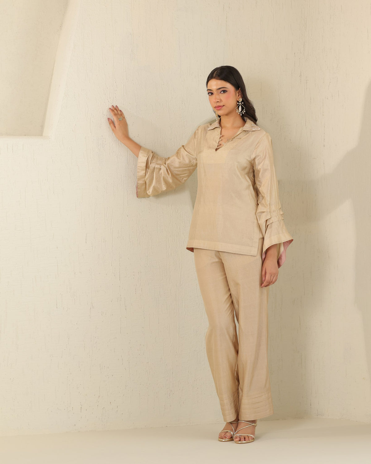 Crystal Pleat Silk Set - Honey Milk