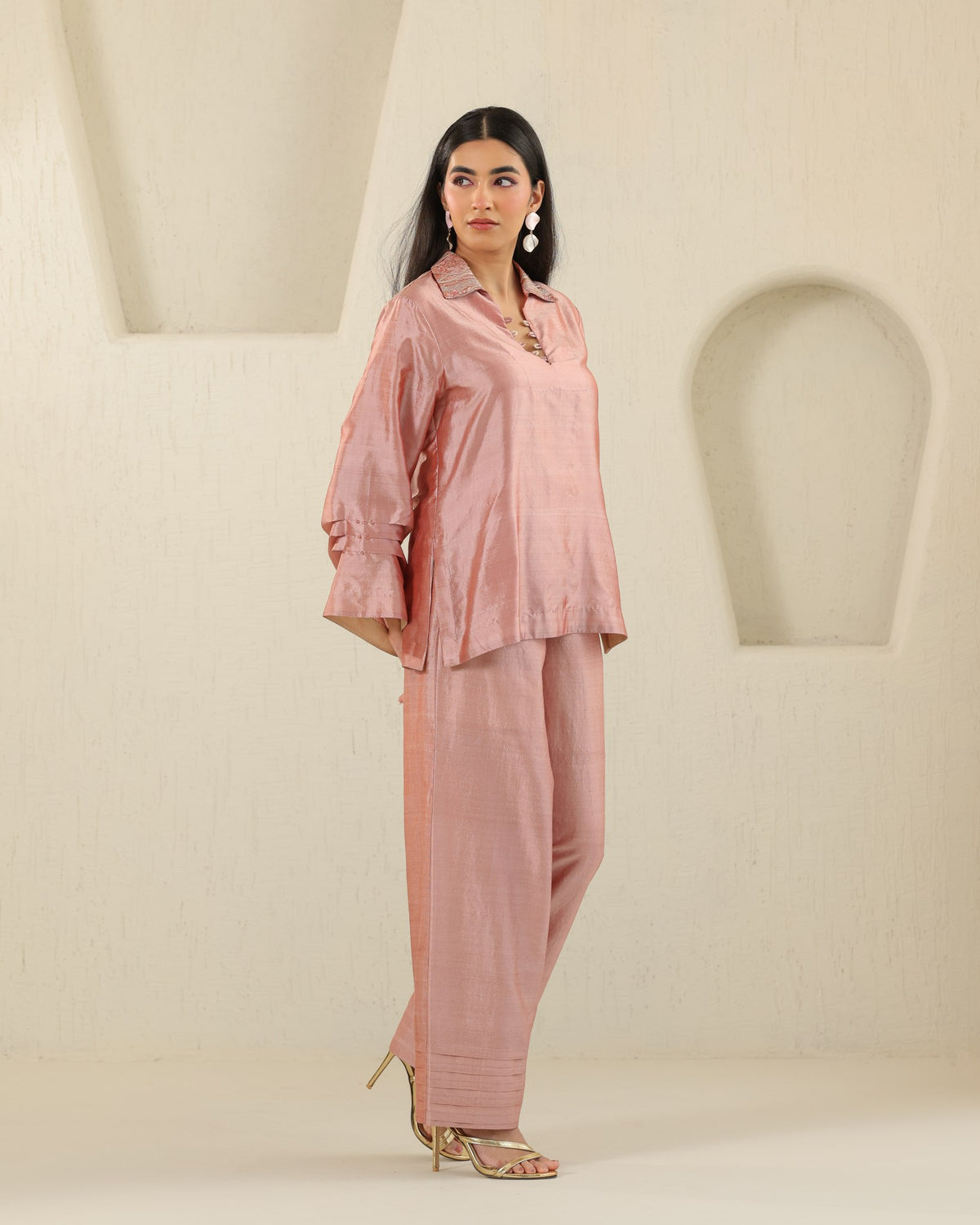 Crystal Pleat Silk Set - Tea Rose