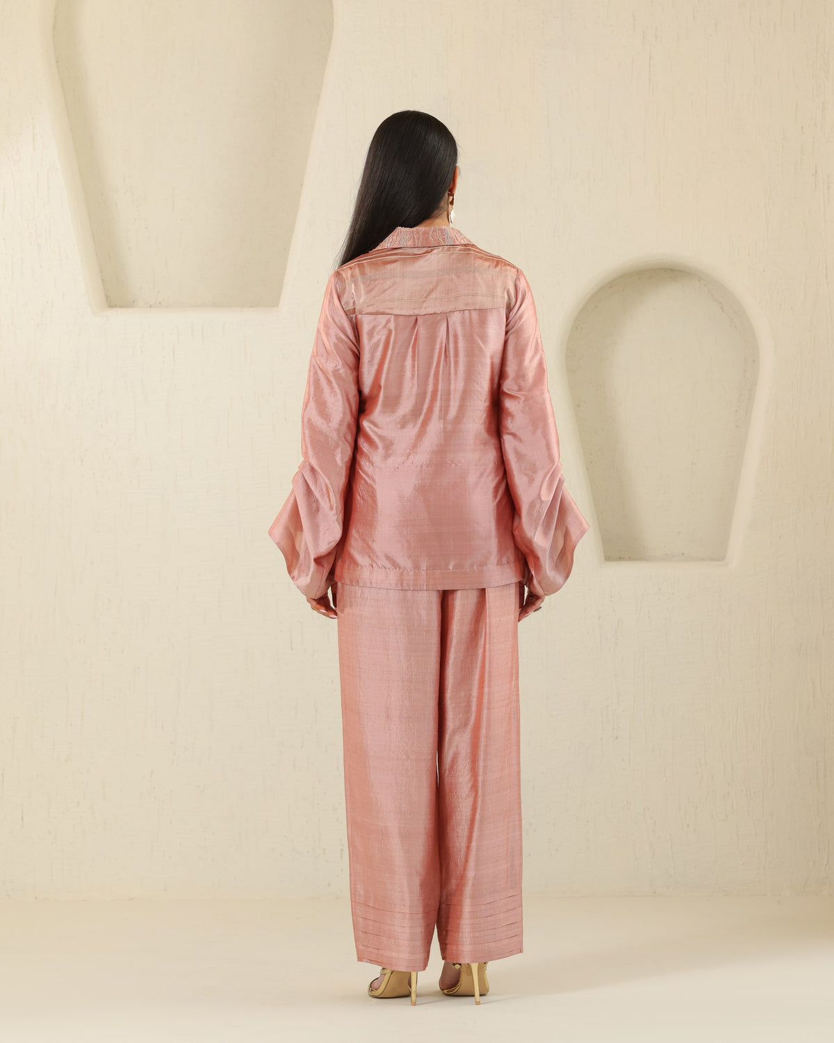 Crystal Pleat Silk Set - Tea Rose