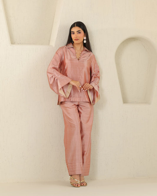 Crystal Pleat Silk Set - Tea Rose