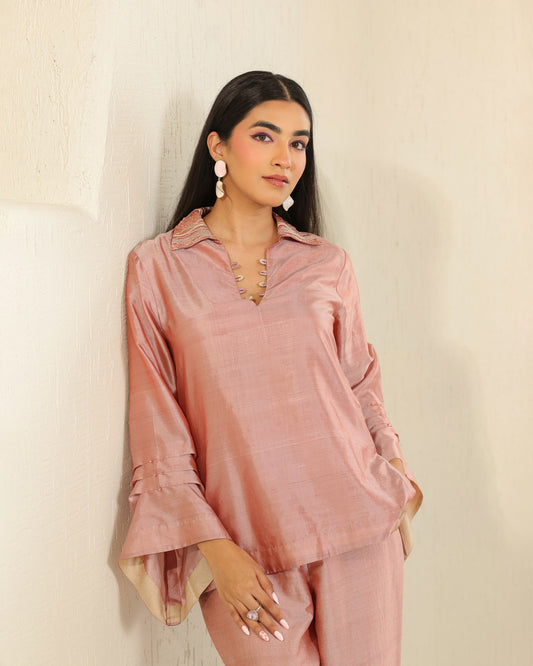 Crystal Pleat Silk Set - Tea Rose