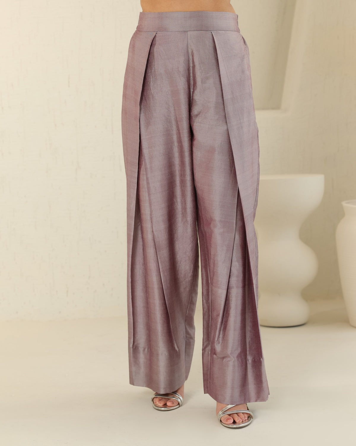 Halter Leaf Silk Set - Plum Ash