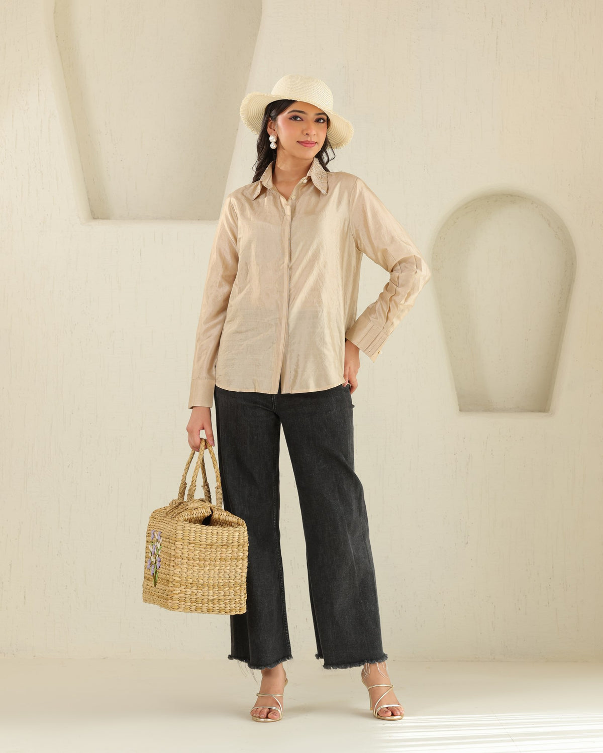 Handloom Silk Shirt - Honey Milk