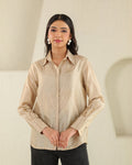 Handloom Silk Shirt - Honey Milk