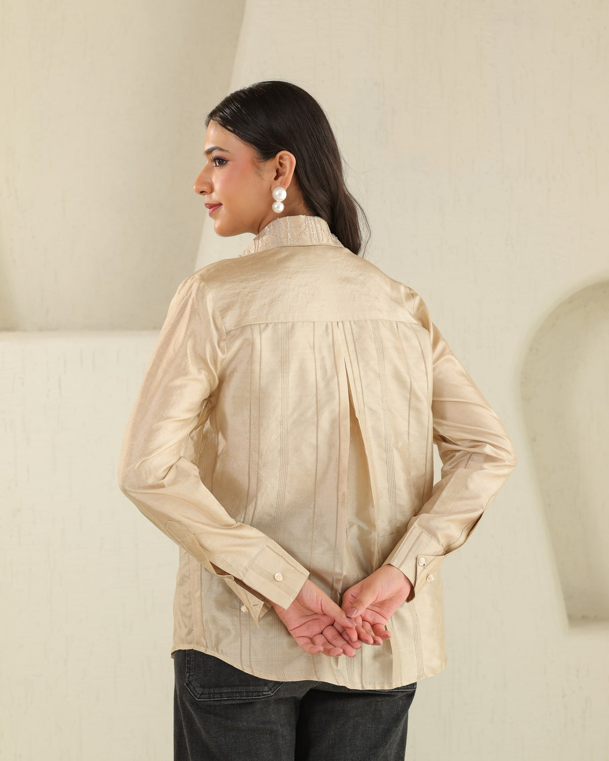 Handloom Silk Shirt - Honey Milk