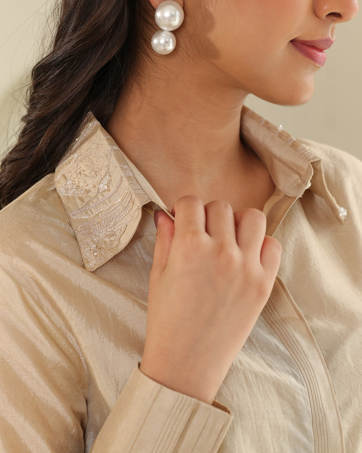 Handloom Silk Shirt - Honey Milk