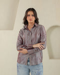 Handloom Silk Shirt - Plum Ash