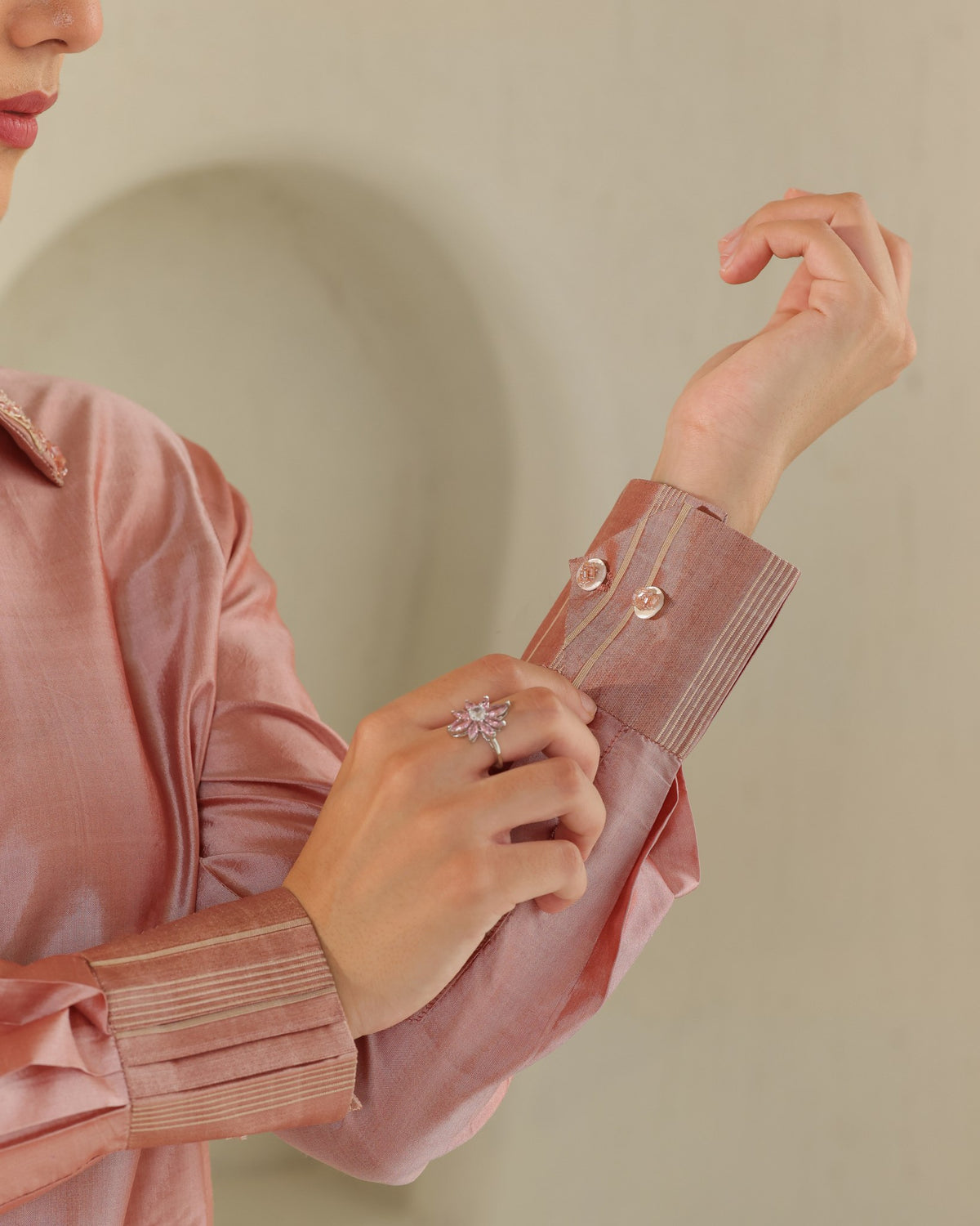 Handloom Silk Shirt - Tea Rose