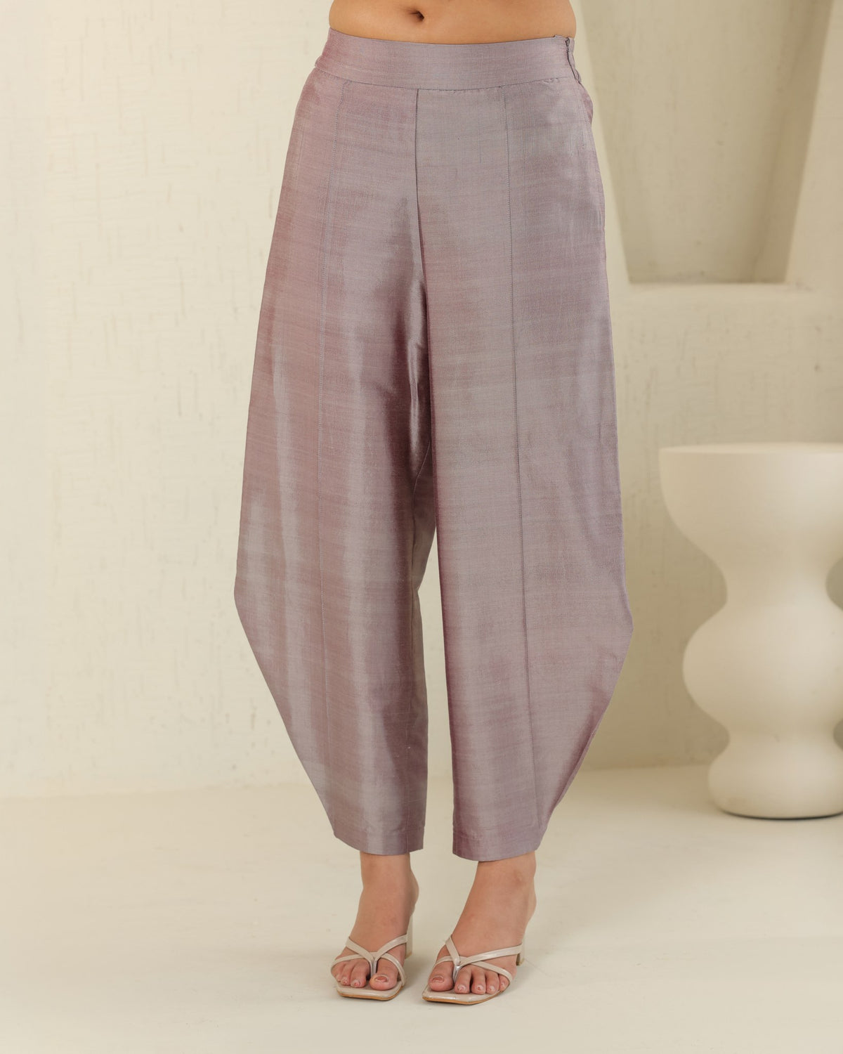 Mandarin Jacket Silk Set - Plum Ash