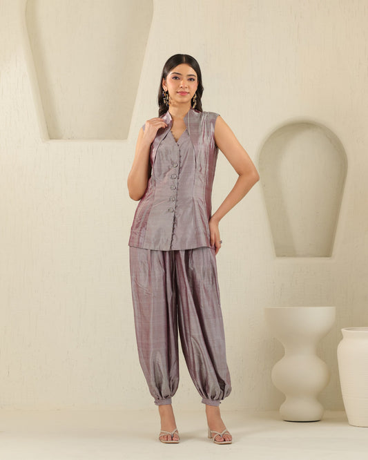 Structural Vest Silk Set - Plum Ash